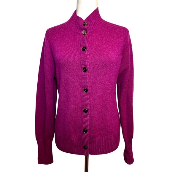Nina McLemore 100% Cashmere Cardigan Sweater Magenta Pink...